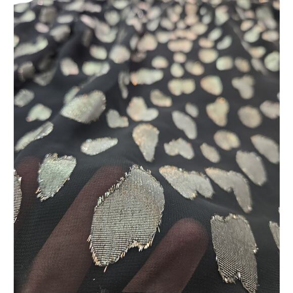 Talbots | Black & Silver, Clip Dot, Tie Back Blouse | Size Petite XL - Picture 6 of 9